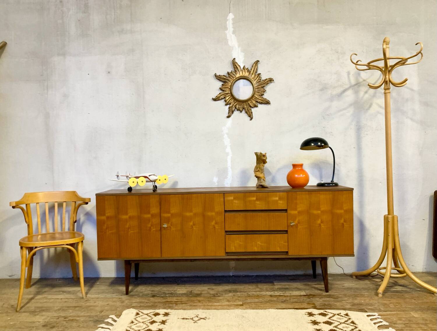 Vintage sideboard with metal legs