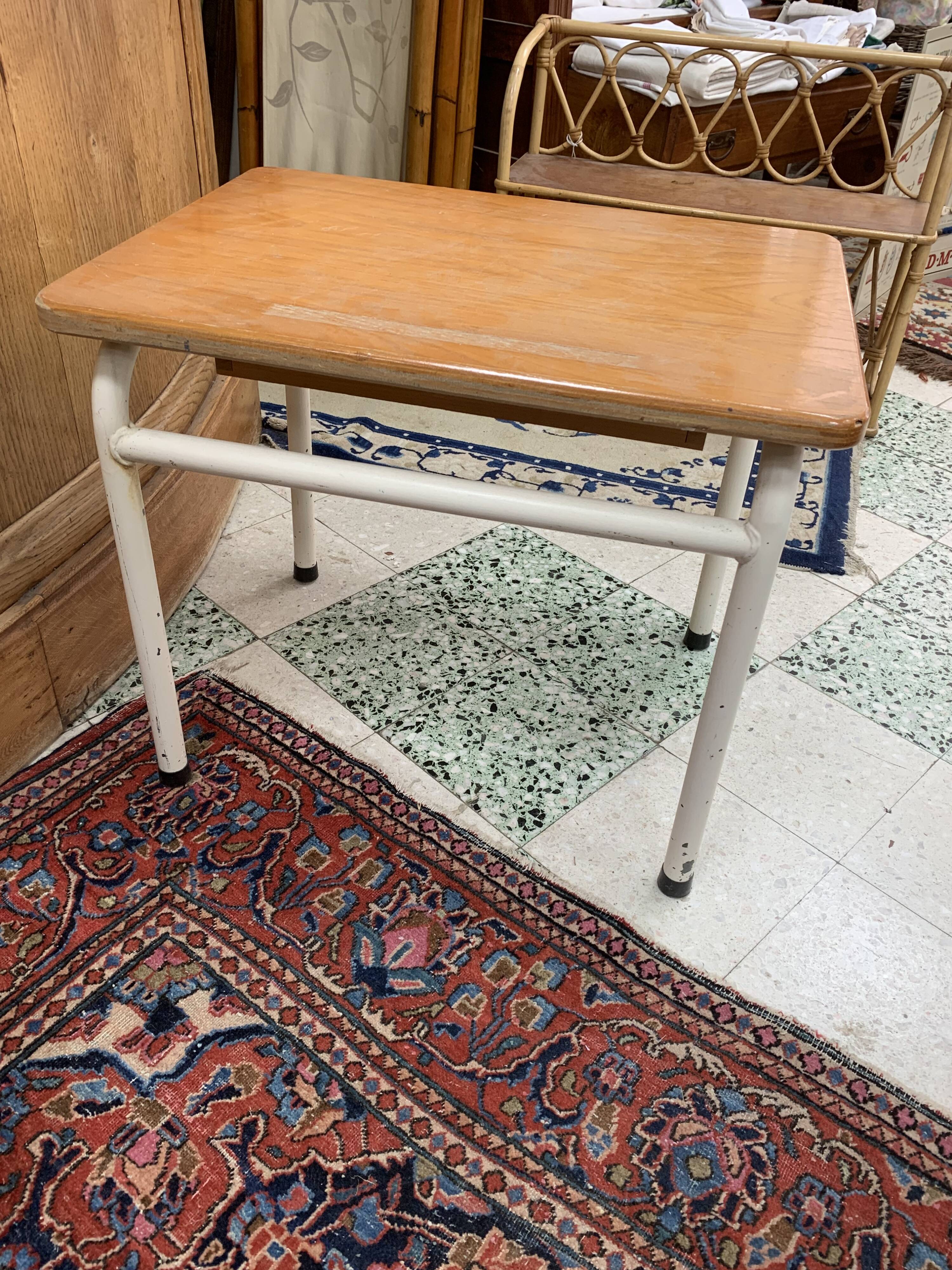 Wooden children's desk table, old, with drawer