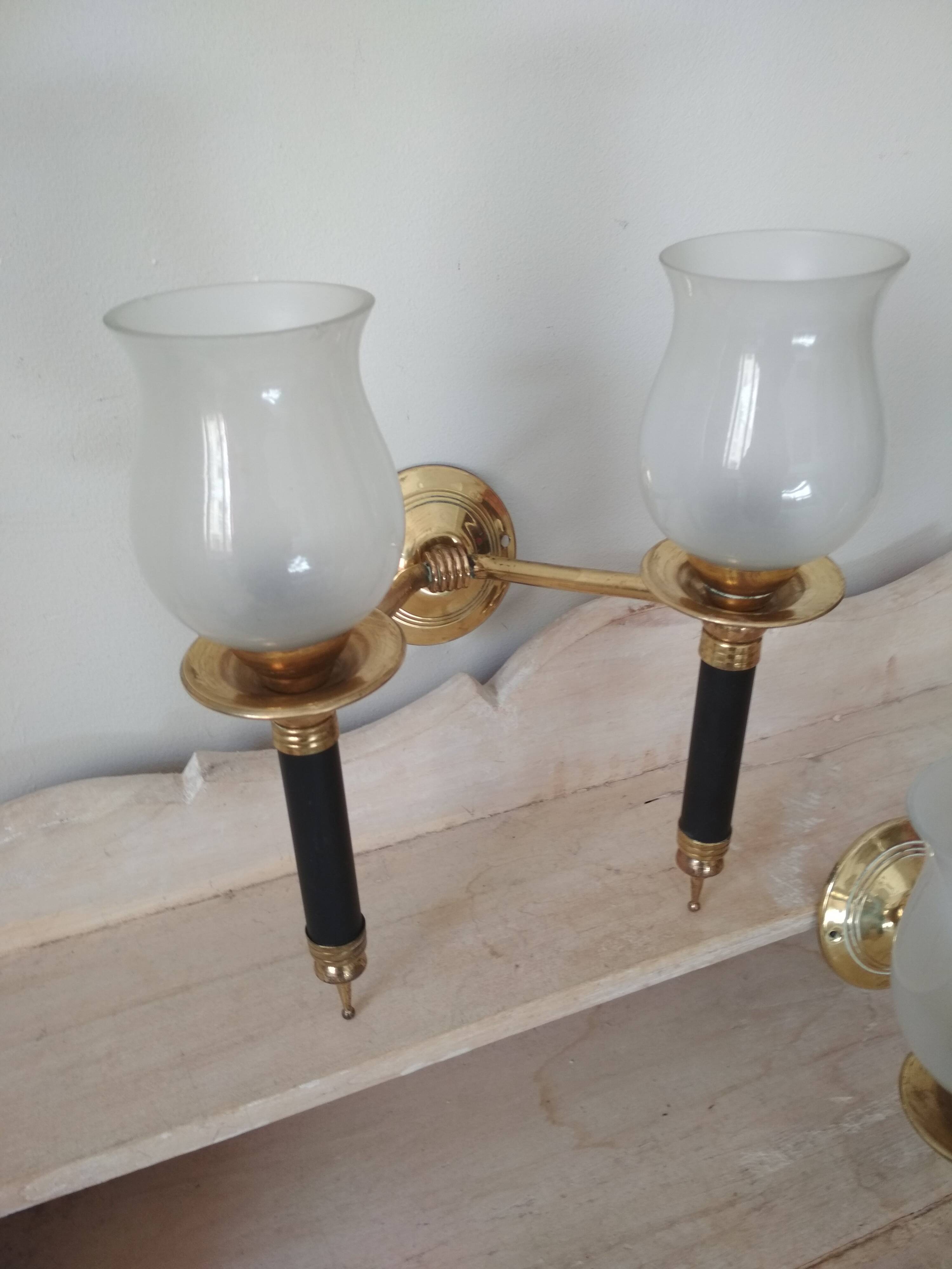 Pair of vintage 50s wall lights, 2 sconces