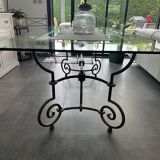 Roche Bobois glass and steel dining table and 6 chairs
