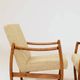 Pair of Scandinavian modern longue chairs green nebula 1970s