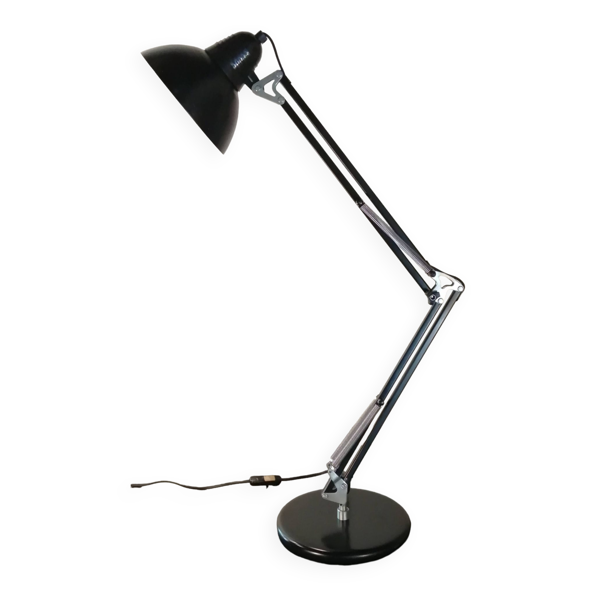 Large black Aluminor articulated desk lamp made in France vintage 1970