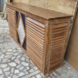 Ancien comptoir de boutiquier en teck birman