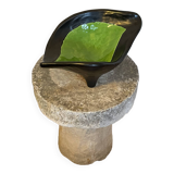 Large tripod pocket bowl in black ceramic 1950