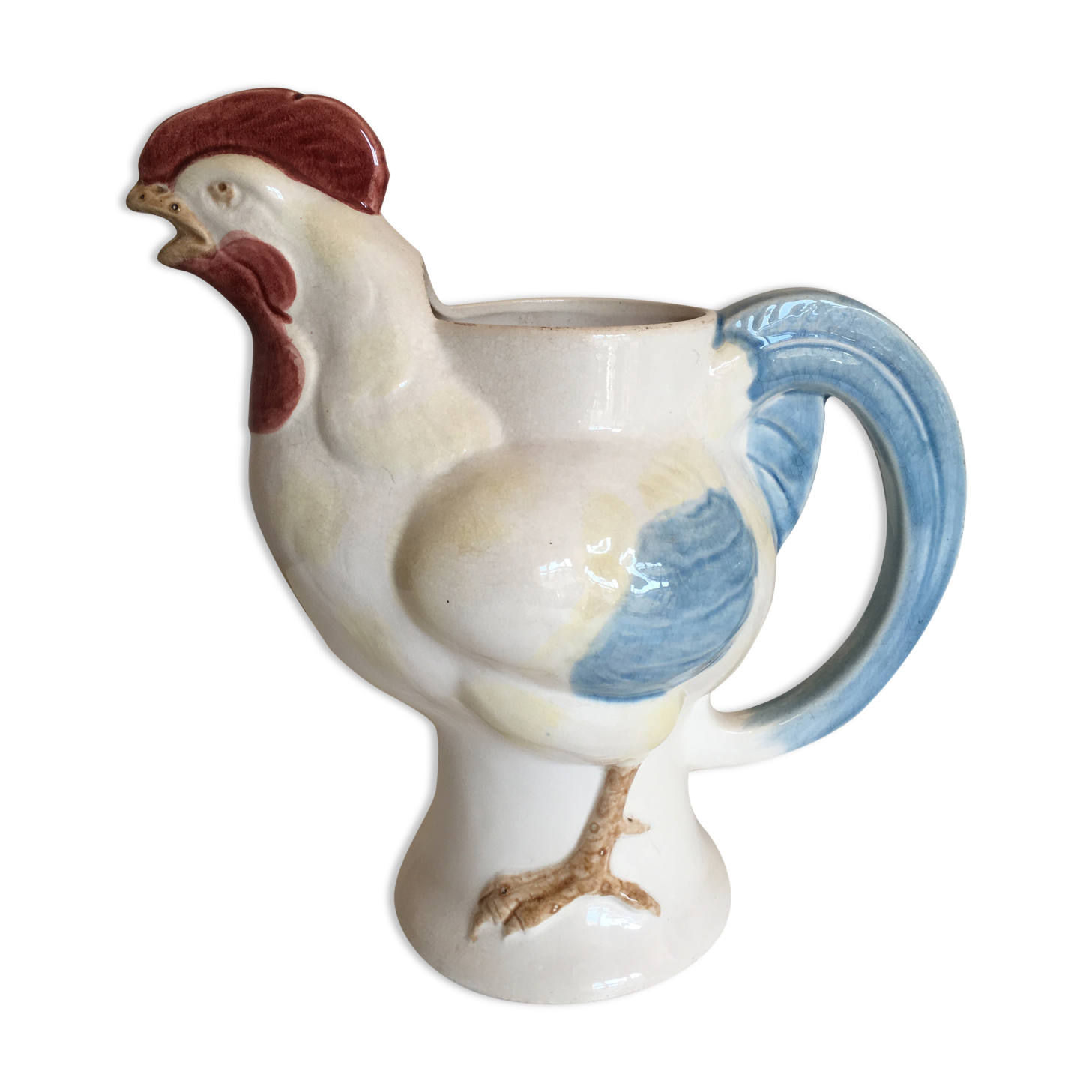 Pichet oiseau zoomorphe en Barbotine de Gien 1920s