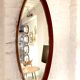 Oval hall mirror, wooden frame. Scandinavia 1960s 33x100cm