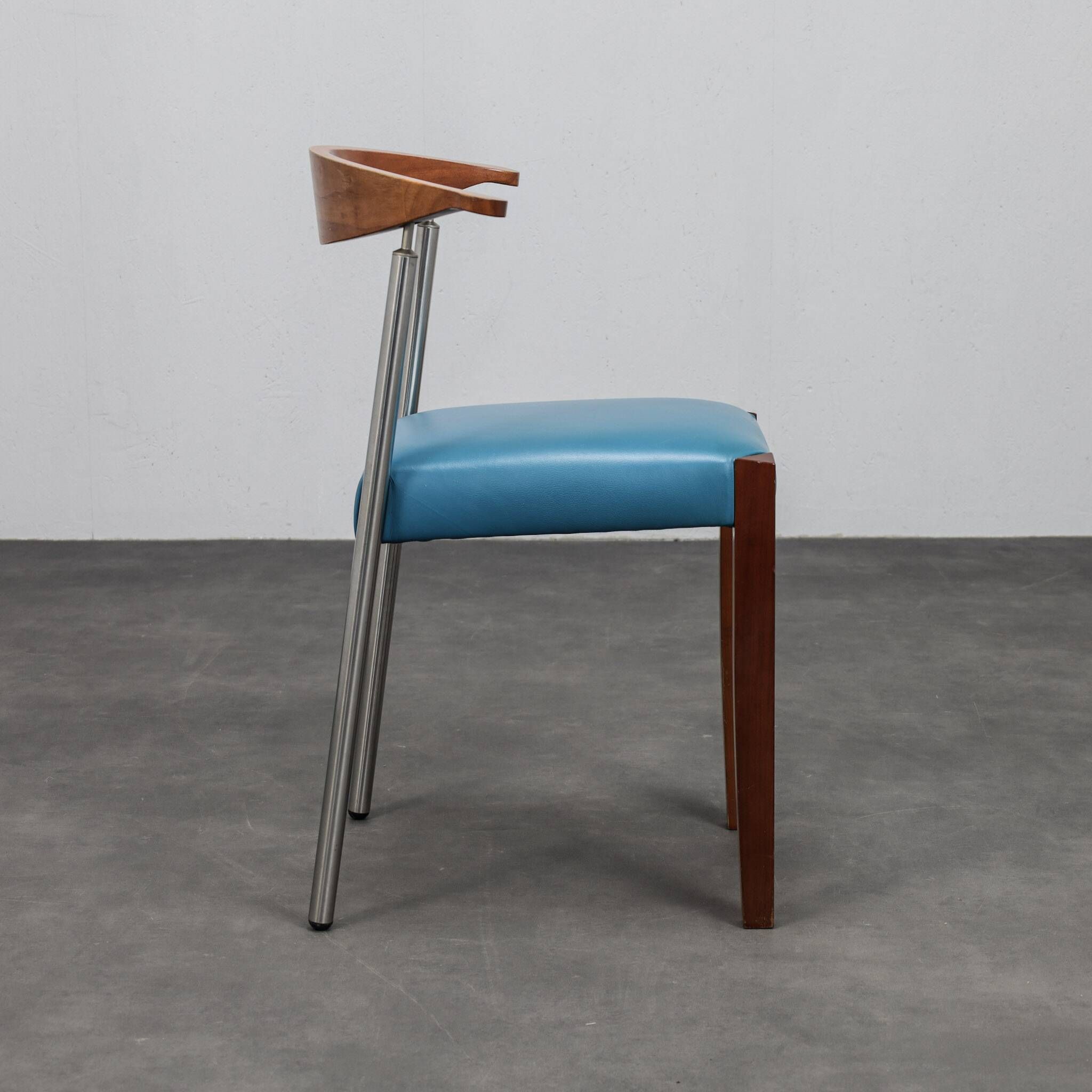 Set of 4 postmodern leather dining chairs, Italy, 1990s