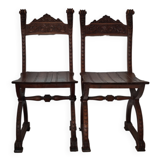 Set of 2 Dagobert chairs late nineteenth