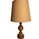 Vintage, large wooden base lamp with shade from around 1970.