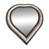 Heart-shaped bone and brass mirror