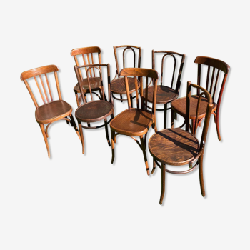 Lot 8 chaises bistrot Fischel avec étiquettes