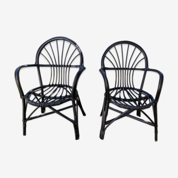 Lot of two rattan chairs