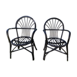 Lot of two rattan chairs