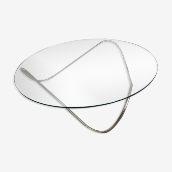 Table basse ronde verre et acier design Kaeko Objekto  Rafic Farah