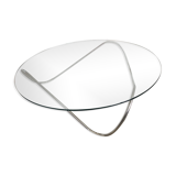 Round coffee table glass and steel design Kaeko Objekto Rafic Farah