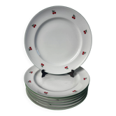 Set of 7 flat plates in porcelain Tables & Colours cherries