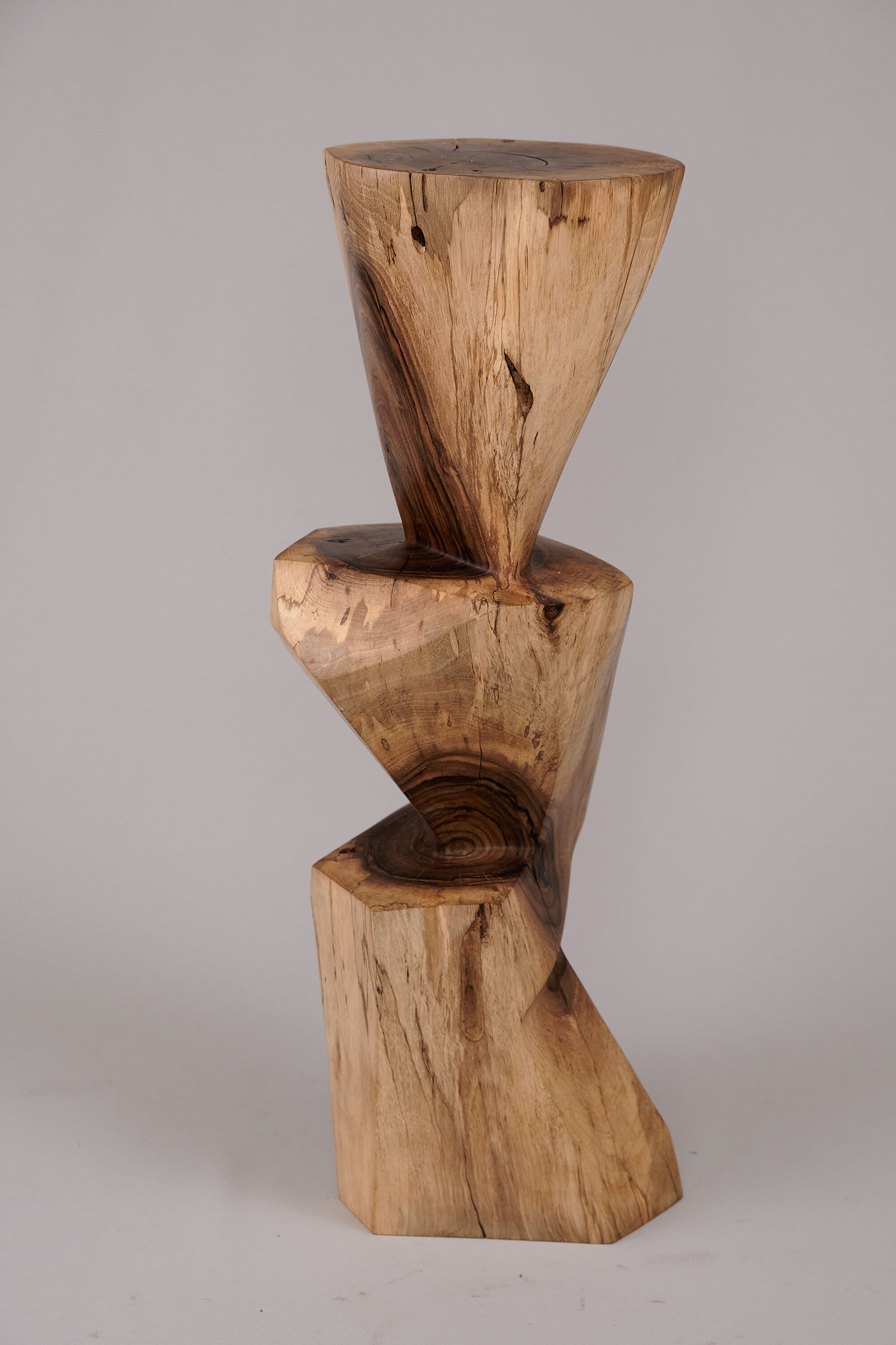Solid wood sculptural side table, original contemporary design, logniture