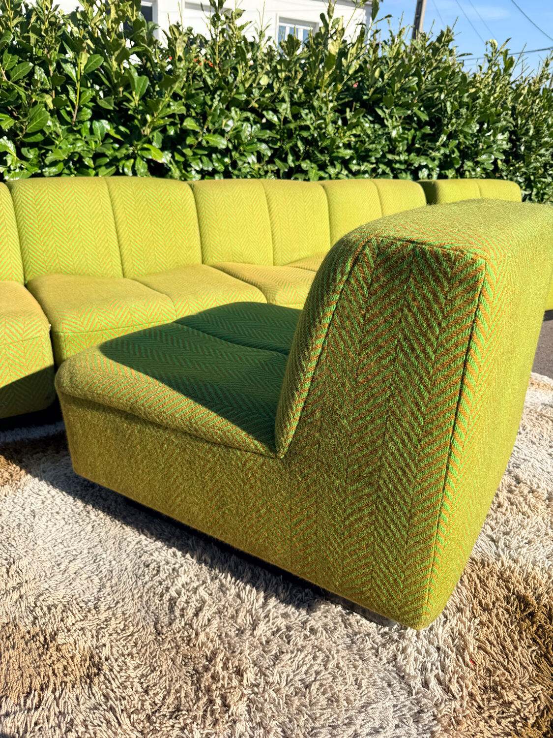 Set of 6 modular vintage Space Age armchairs - Green & Orange