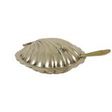 Beurrier coquillage en métal chromé et verre et couteau, Angleterre