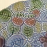 Large barbotine plate Salins blue lavender 80s