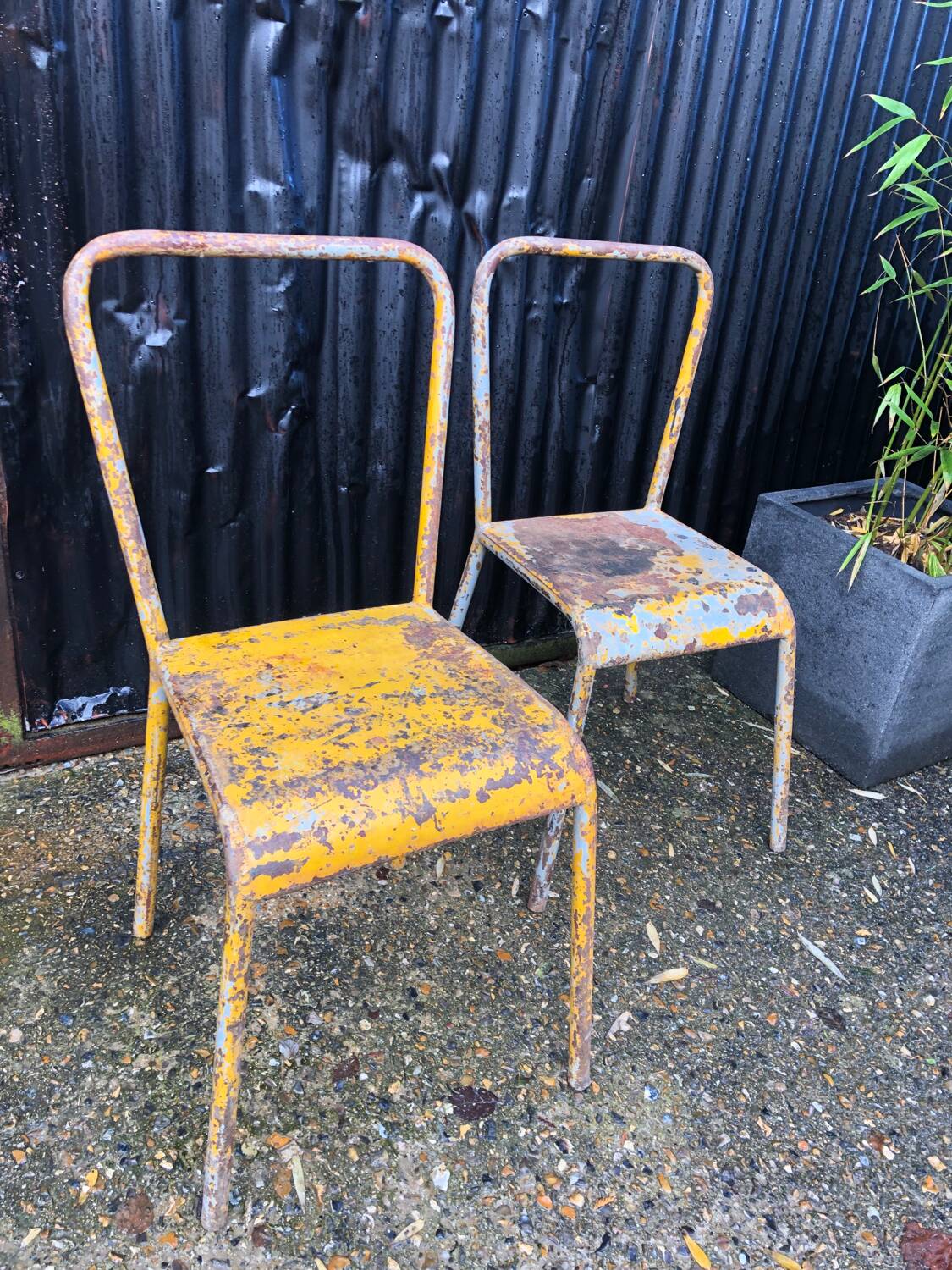 Pair of metal chairs