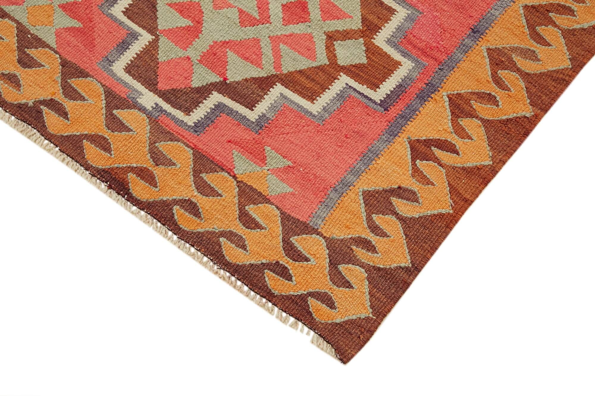 Turkish Handwoven Vintage Herki Kilim 98 cm x 326 cm
