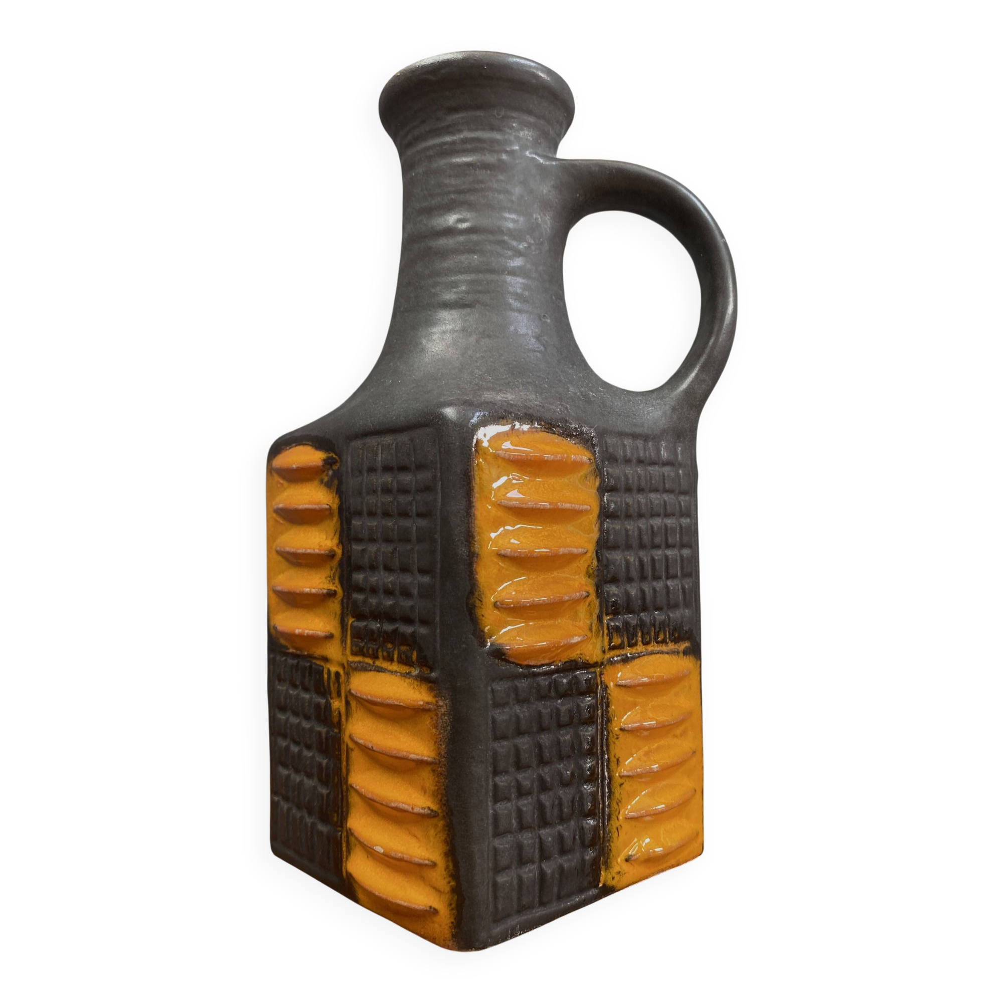 Brown and orange vase by Carstens model 7444-25  West Germany Pottery