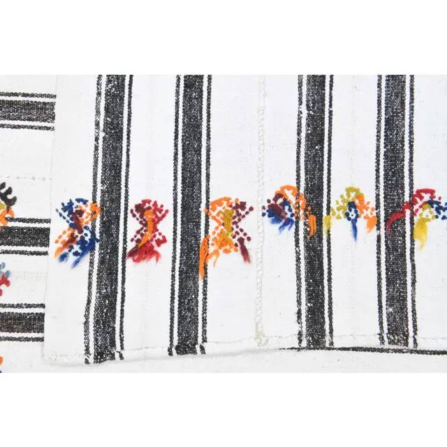 Vintage Turkish Oushak Handmade Wool Cotton White Kilim Area Rug 170x330