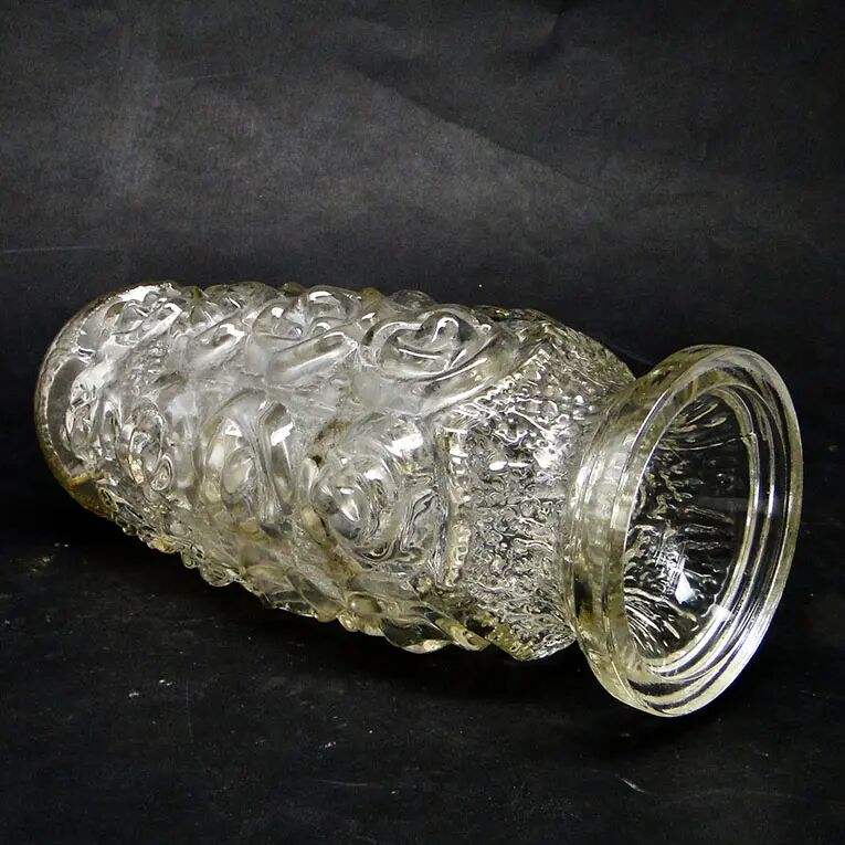 Vase Roses, verre de miel pressé, Huta Laura, Pologne, années 1970