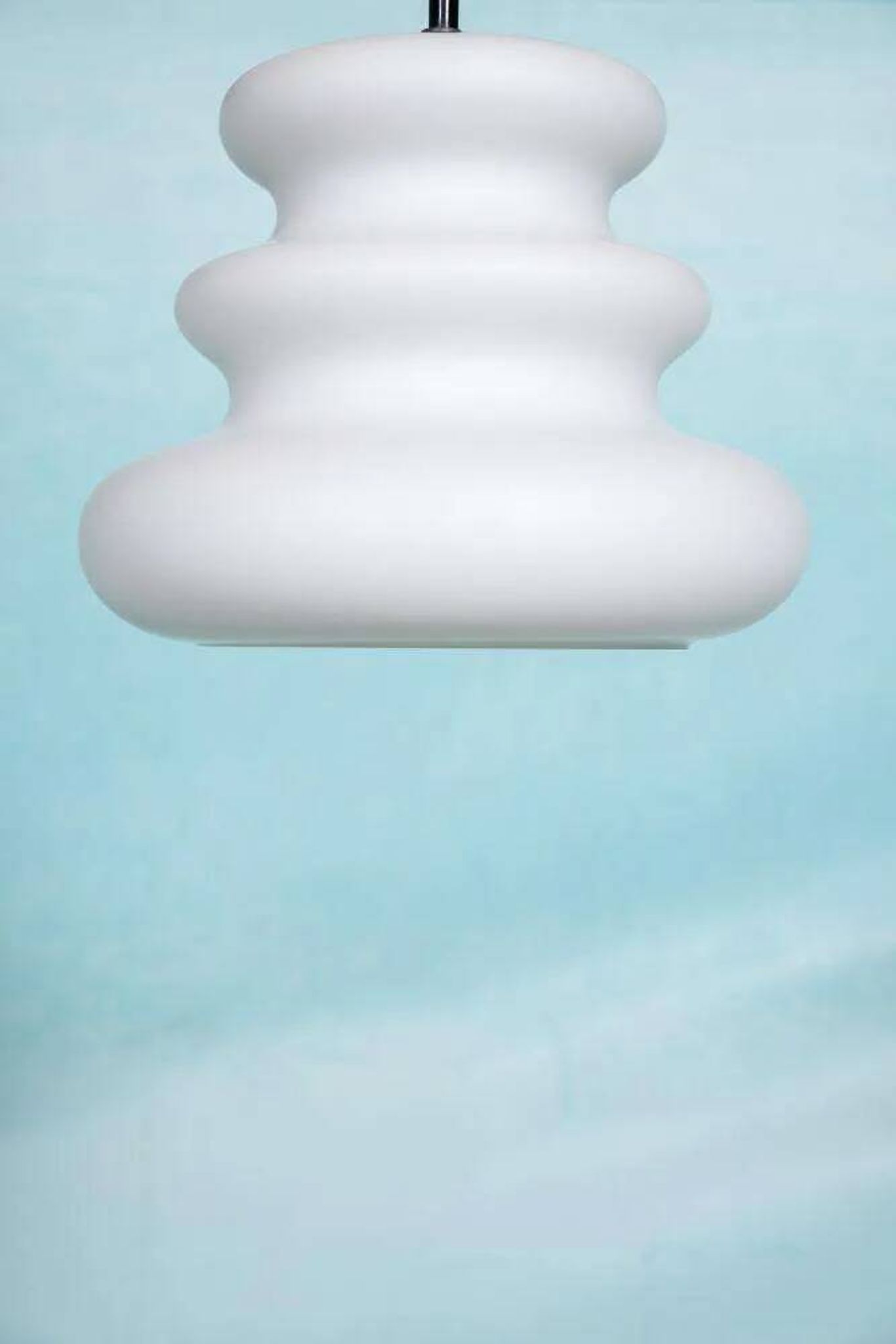 Opaline glass suspension from the space age, organic-shaped pendant.