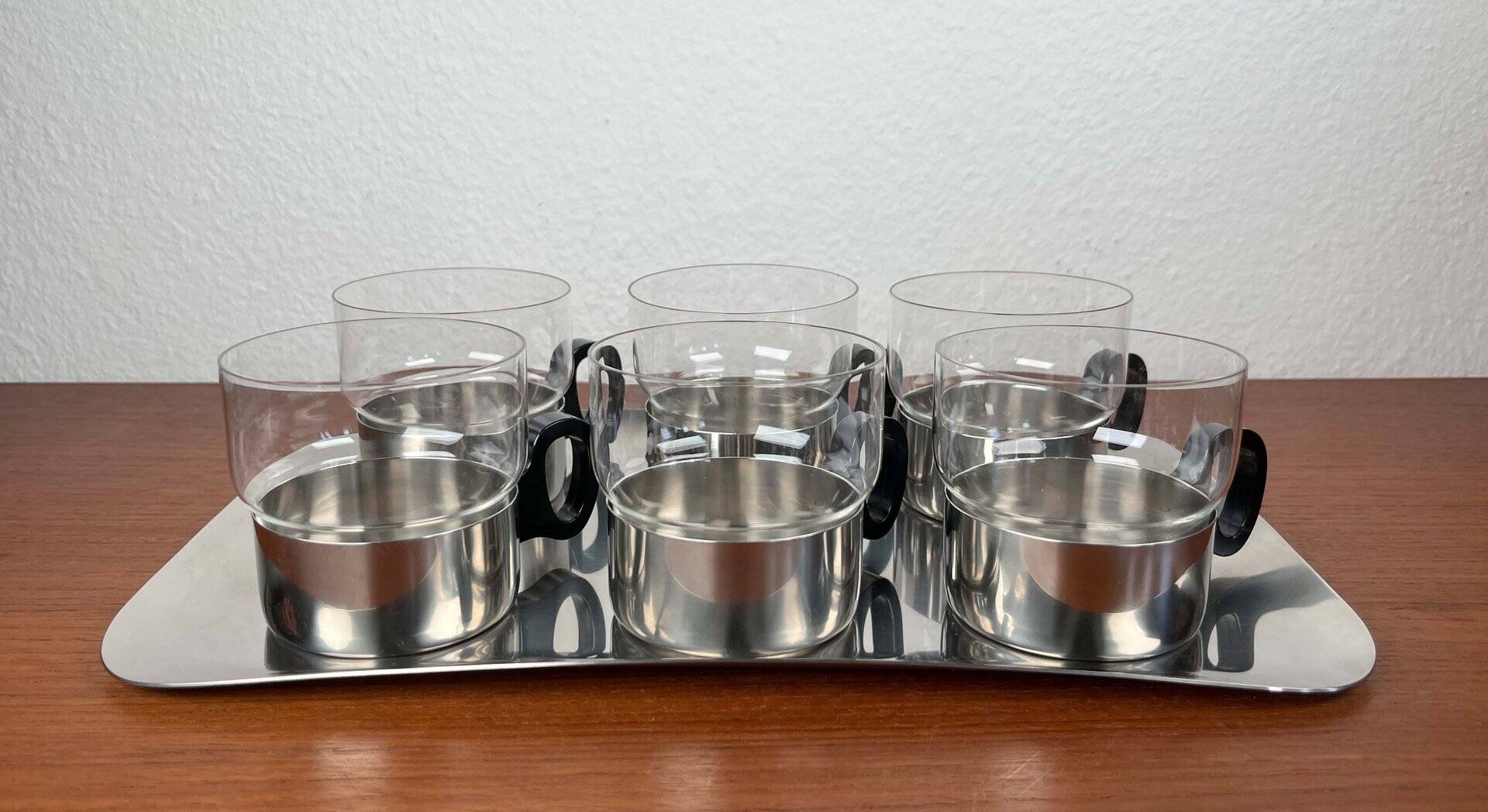 Ensemble de verres à thé et plateau allemands du milieu du siècle moderne de WMF, années 1960, lot de 7