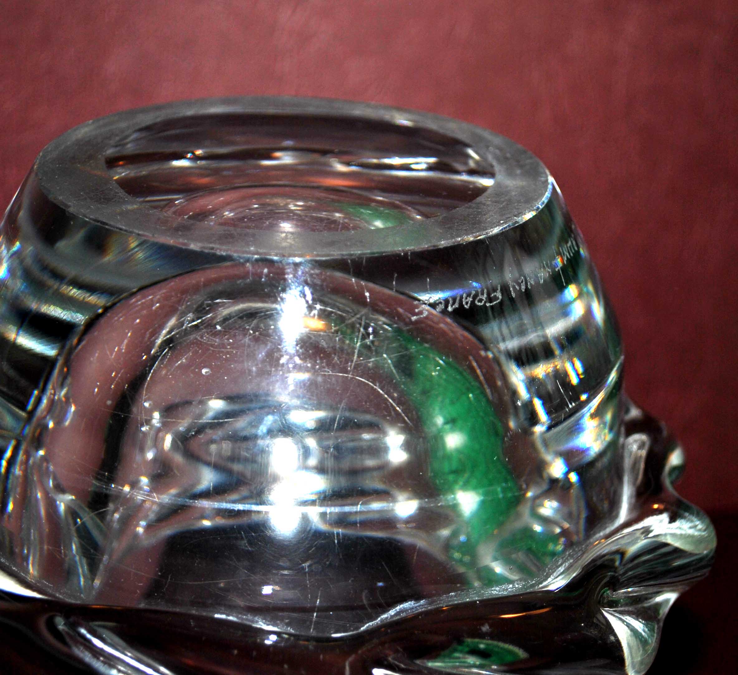 Vintage blown glass shell vase 30cm