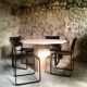 Octagonal table in travertine, 80s