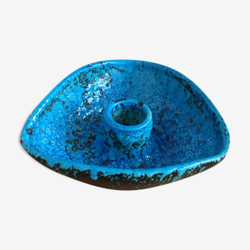Turquoise ceramic candlestick in Fat Lava