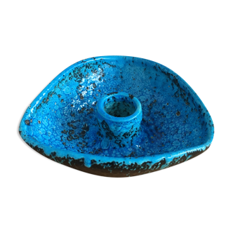 Turquoise ceramic candlestick in Fat Lava