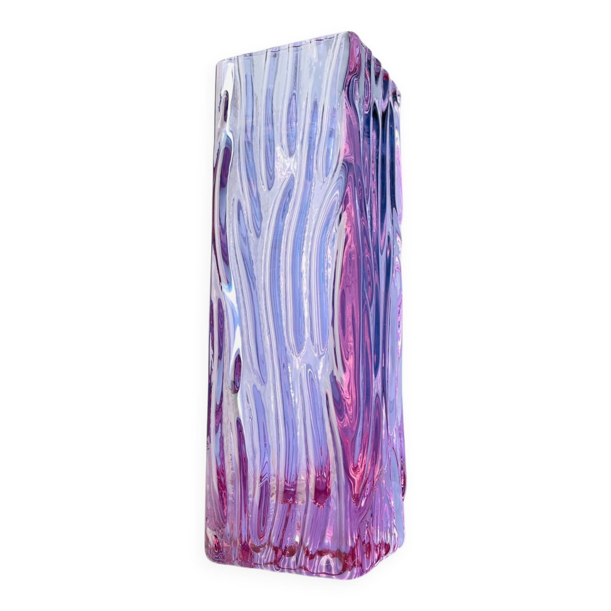 Vintage Textured Murano Glass Vase Tronchi, Italy, 1970s