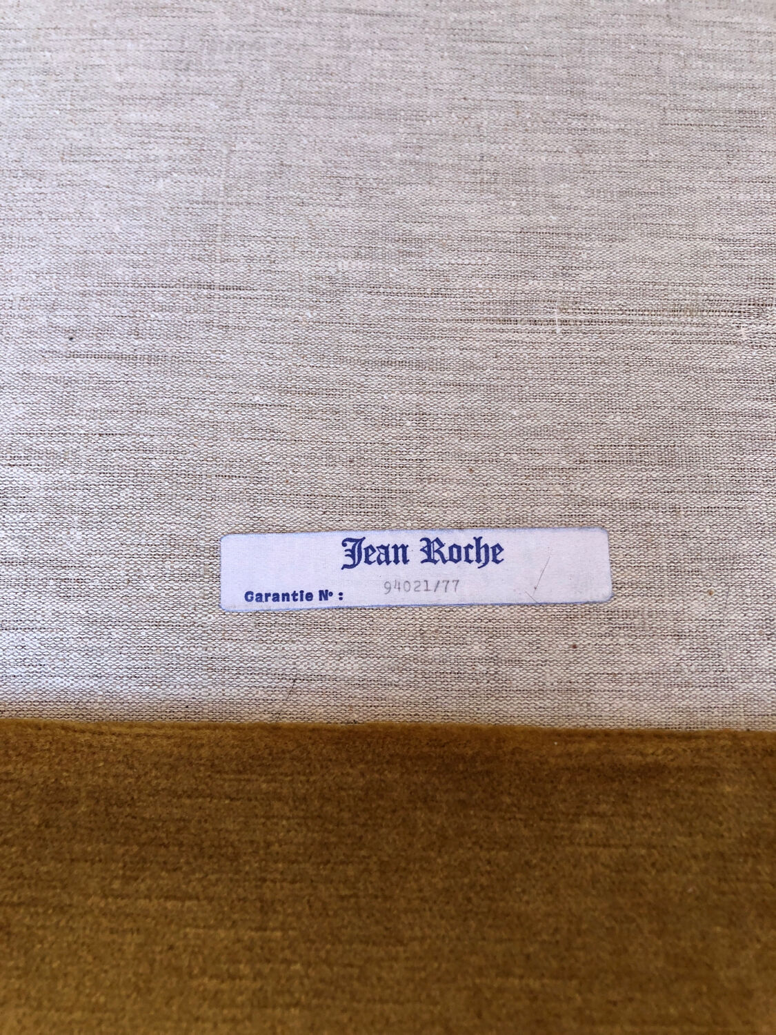 Jean Roche footrest in velvet and wood