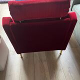 Set of 3 airborne velvet red armchairs