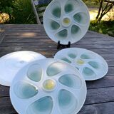 4 green/yellow oyster plates from Salins, 1970