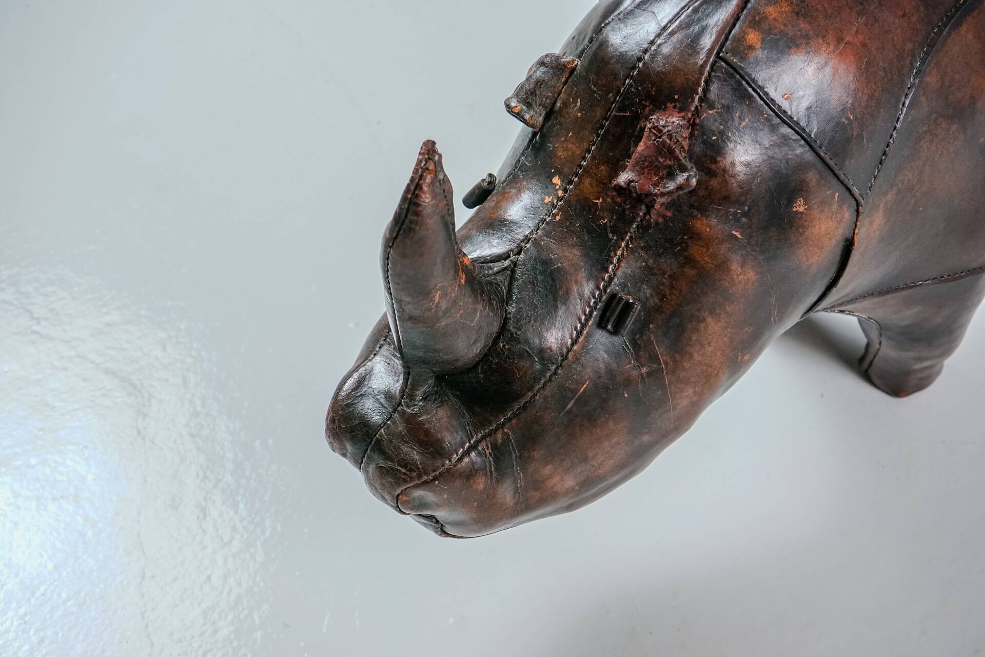 Rhinoceros Leather Footstool by Dimitri Omersa