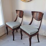 Pair of mahogany gondola chairs – Empire style – 20th century, restored