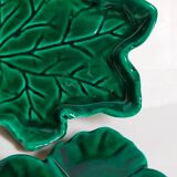 Duo of leaf cups in green slurry from Vintage Vallauris