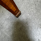 Cylinder desk with marquetry featuring a crosshatch design.