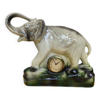Elephant earthenware polychrome clock 50s