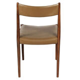 Lot of rosewood and khaki leather chairs 1960s, Manufacturer Lübke,