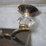 Art Deco wall sconce, brass and Sèvres crystal, light fixture.