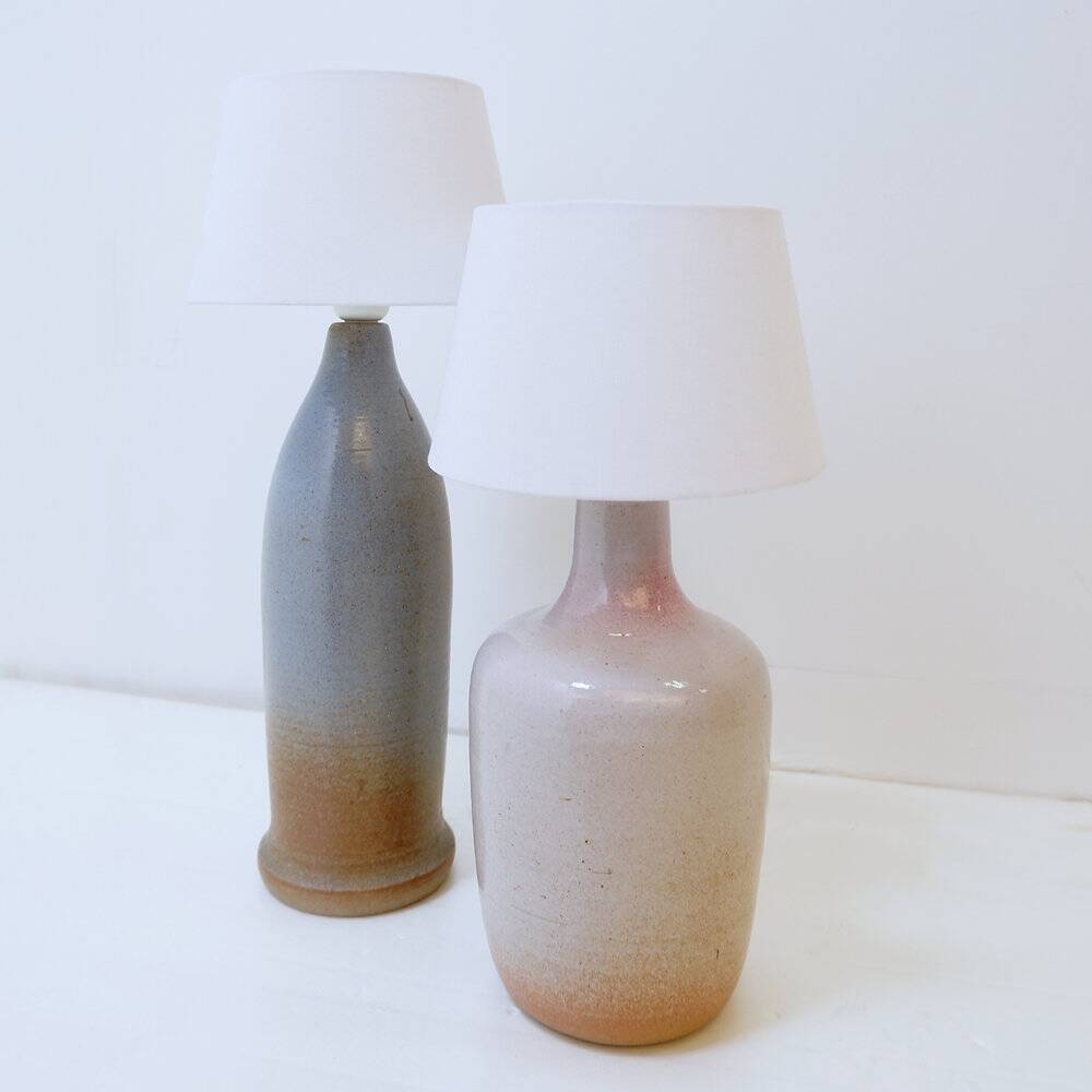 Pair of vintage ceramic table lamps with a two-tone finish - 1980s