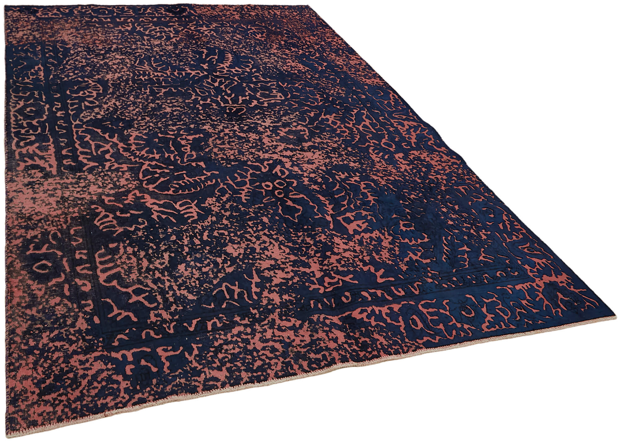 Hand-knotted persian vintage 1970s 190 cm x 275 cm blue wool carpet