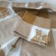 Nappe et 8 serviettes vintage – tons caramel et moutarde dorée