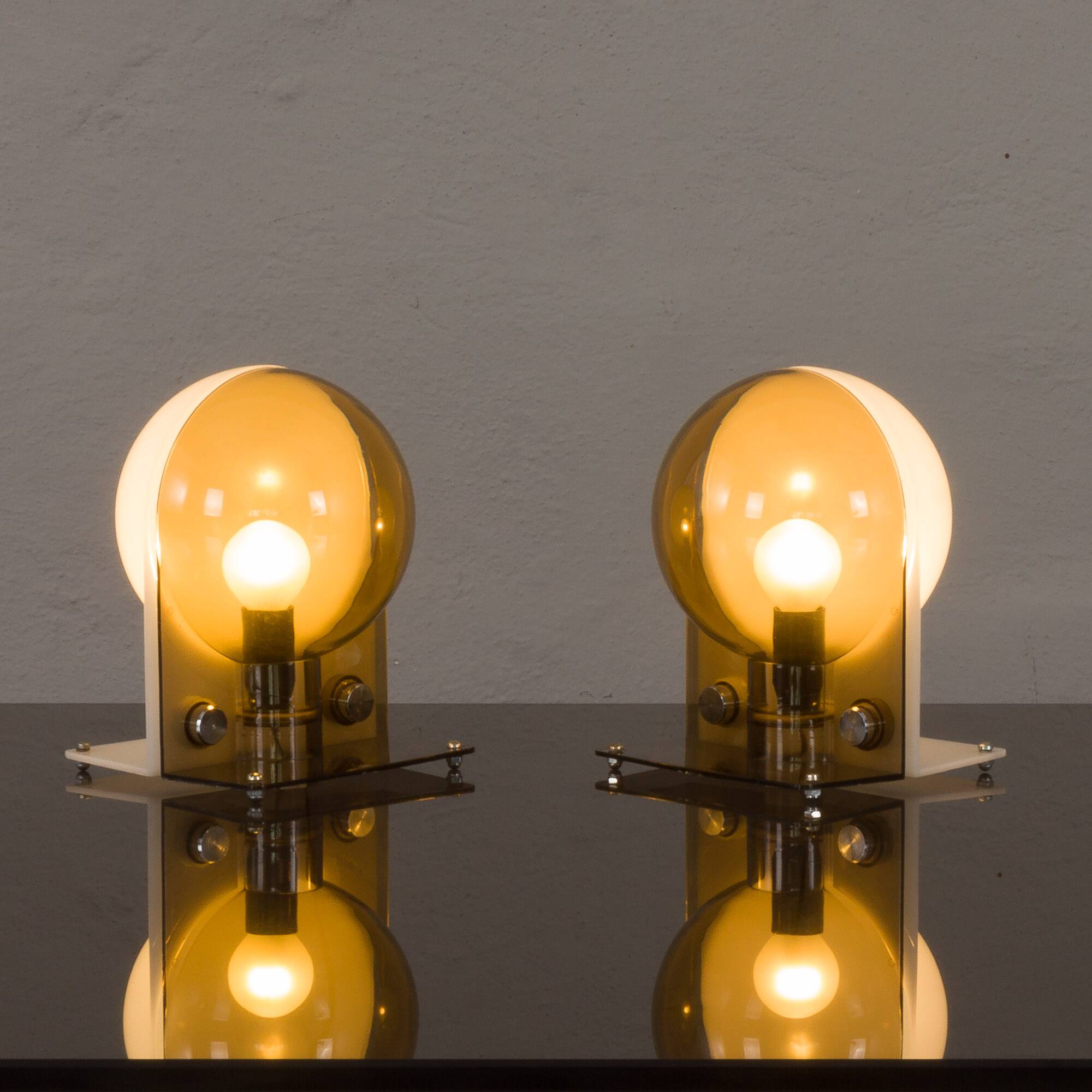 Pair of Sirio table lamps by Sergio Brazzoli & Ermanno Lampa for Guzzini
